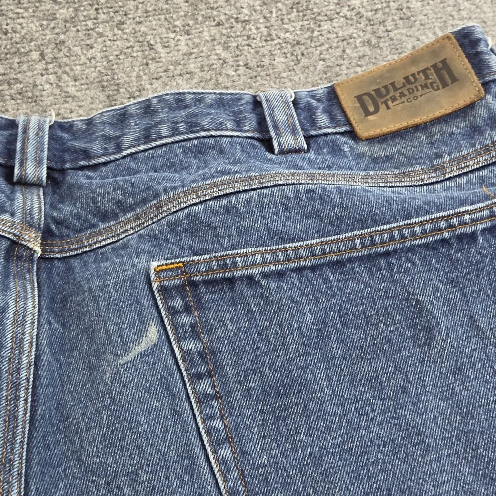 Duluth Trading Co Jeans Mens 42x30 Blue Cotton Straight Leg Work Utility Denim